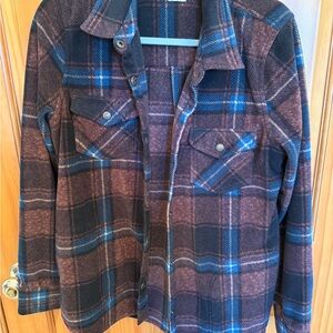 O'Neill Plaid Fleece Jacket in Blue, Burgundy and Brown